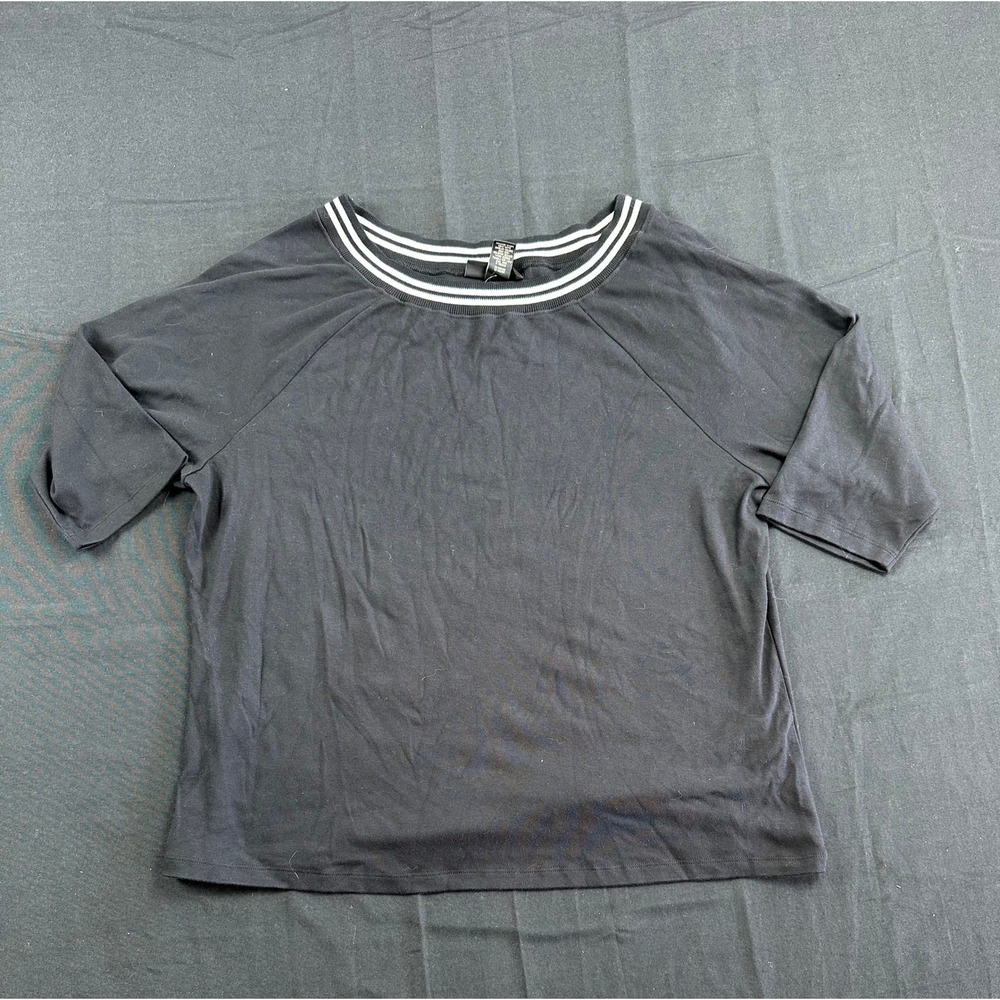 Lane Bryant Venezia Black Striped Neck Raglan Sleeve Top Size 22/24 NEW
